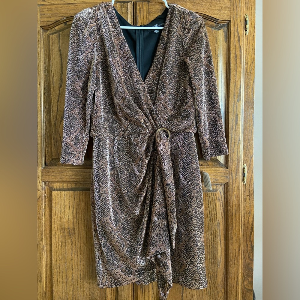 Metallic shimmer drape wrap front dress eras tour
